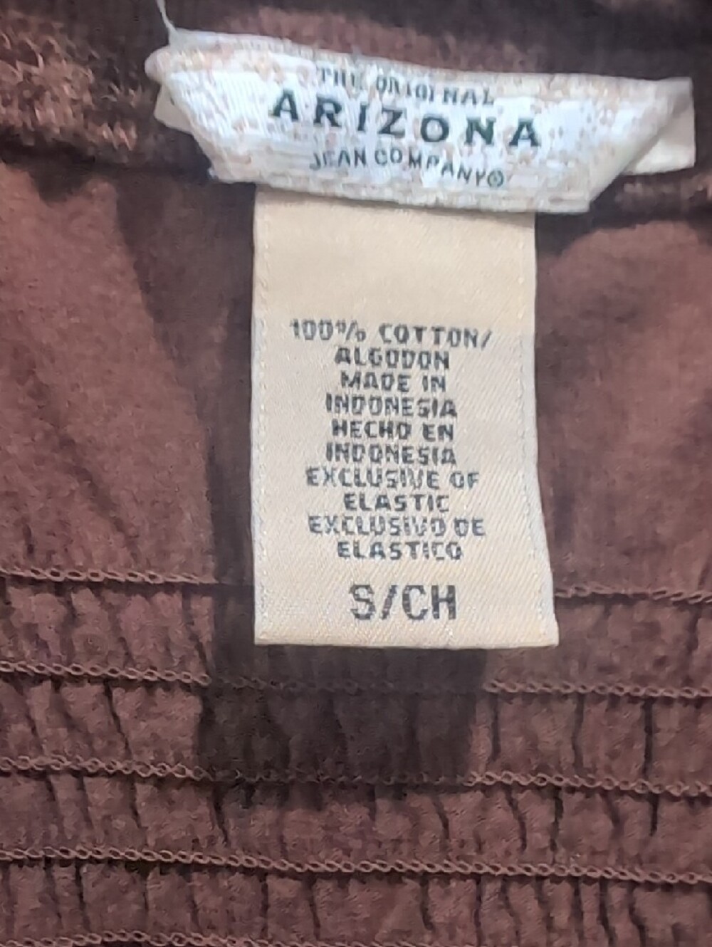 Arizona Jean Company Brown Smocked Babydoll Cotton Tank Top - Picture 3 of 3